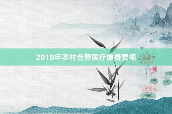 2018年农村合营医疗缴费要领